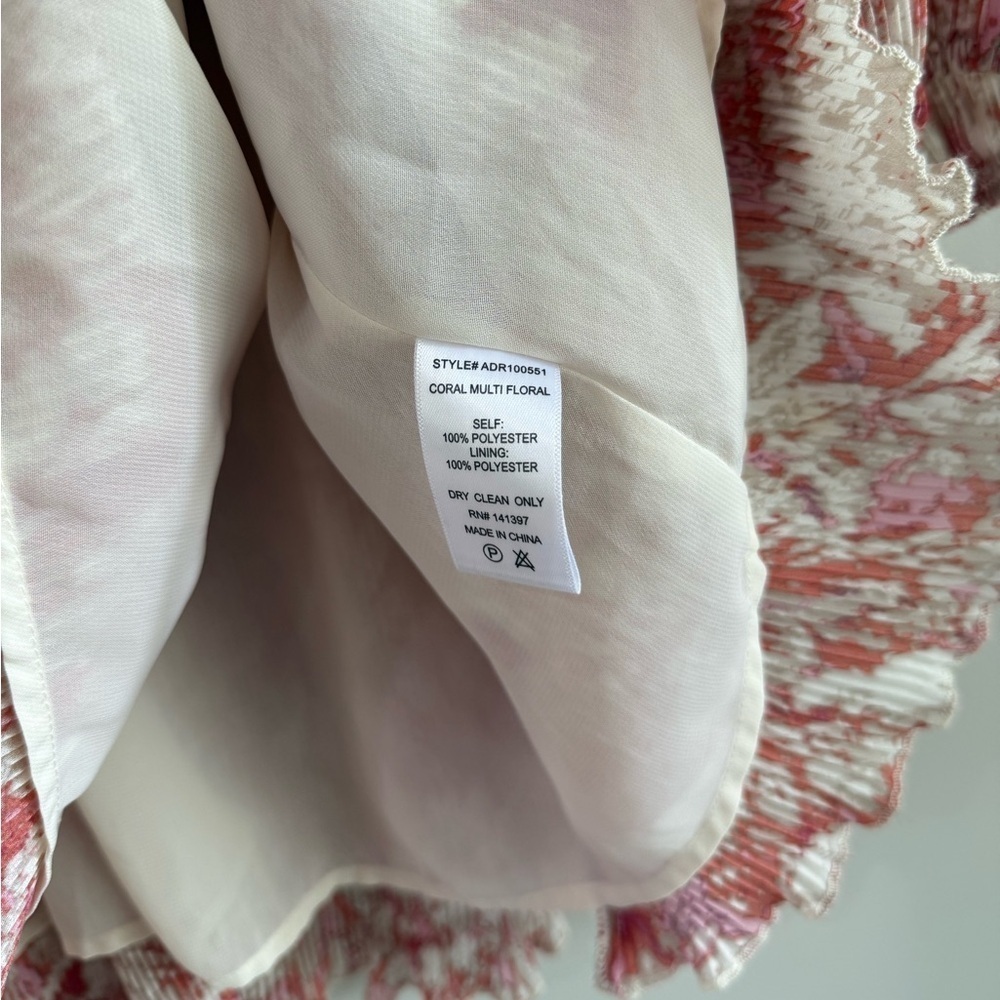 ASTR The Label Floral Long Sleeve Plisse Dress - Orange/Pink - Size Small - Picture 13 of 14